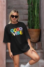 Good Vibe Baskılı Kadın Oversize T-Shirt