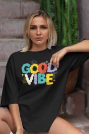 Good Vibe Baskılı Kadın Oversize T-Shirt - Görsel 2