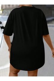 Siyah Göz El Baskılı Kadın Oversize T-Shirt - Görsel 4