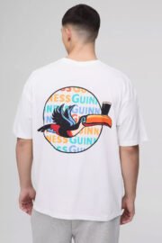 GUINNESS Baskılı Oversize Erkek T-shirt - Rahat ve Şık Tasarım