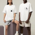 Güneş ve Ay Baskılı Oversize Çift T-shirt Takımı Unisex Rahat ve Şık Tasarım