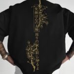 Erkek oversize Japon Kiraz Ağacı baskılı T-shirt rahat ve şık Tasarım