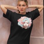 Kadın Yüz Baskılı Oversize T-Shirt