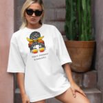 Kadın Yüzü Baskılı Kadın Oversize T-Shirt