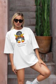 Kadın Yüzü Baskılı Kadın Oversize T-Shirt