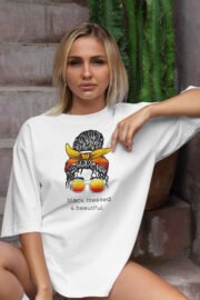 Kadın Yüzü Baskılı Kadın Oversize T-Shirt - Görsel 2