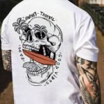 Tropical Kafatası Baskılı Erkek Oversize T-shirt