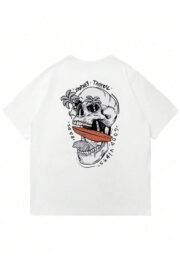 Tropical Kafatası Baskılı Erkek Oversize T-shirt - Görsel 4