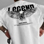 Erkek Legend Kartal Sırt Baskı Detaylı Oversize T-Shirt Rahat ve Şık Tasarım