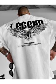 Erkek Legend Kartal Sırt Baskı Detaylı Oversize T-Shirt Rahat ve Şık Tasarım