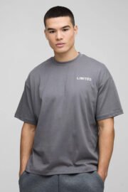 Oversize Erkek Limited Baskılı Detaylı T-Shirt