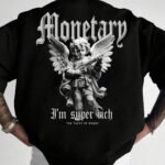 Money Melek Baskılı Erkek Oversize T-shirt