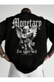 Money Melek Baskılı Erkek Oversize T-shirt