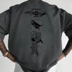 Erkek oversize Memonto baskılı T-shirt rahat ve şık Tasarım