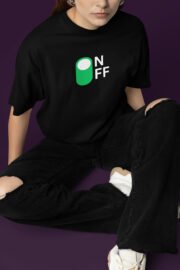 ON/OFF Baskılı Kadın Oversize T-Shirt