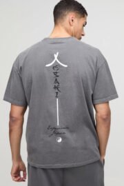 Osaka Ying-Yang Sırt Baskılı Oversize Erkek T-shirt - Rahat ve Şık Tasarım