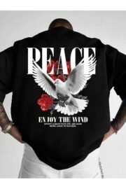 Peace Sırt Baskılı Oversize Unisex T-shirt - Rahat ve Şık Tasarım