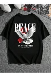 Peace Sırt Baskılı Oversize Unisex T-shirt - Rahat ve Şık Tasarım - Görsel 2