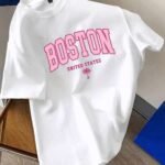 Kadın/Erkek Baston Baskılı Oversize Pamuklu Bisiklet Yaka T-Shirt Tişört