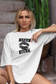 Stay Wild Baskılı Kadın Oversize T-Shirt - Görsel 2
