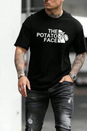 Erkek Oversize Baskılı Tişört – The Patato Face, Günlük & Sokak Stili