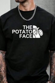 Erkek Oversize Baskılı Tişört – The Patato Face, Günlük & Sokak Stili - Görsel 3