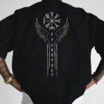 Erkek oversize Viking Sembolü baskılı T-shirt rahat ve şık Tasarım