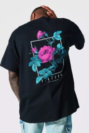 Oversize Erkek Virtues Sırt Baskı Detaylı T-Shirt