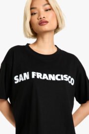 Oversize Kadın San Francisco Baskılı T-Shirt