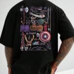 Kadın/Erkek Yenilmezler Figürleri Baskılı Oversize Pamuklu T-Shirt Tişört