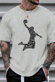 Basketbol Baskı Erkek Oversize T-Shirt - Görsel 5