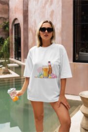 İçecek Baskılı Oversize T-Shirt - Görsel 4