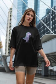 Dinosaur Baskılı Kadın Oversize T-shirt - Görsel 8