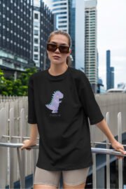 Dinosaur Baskılı Kadın Oversize T-shirt - Görsel 9