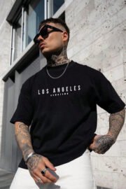 Los Angeles DownTown Baskılı Erkek Oversize T-Shirt - Görsel 7