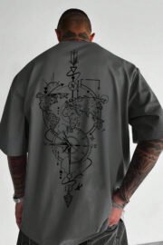 Dünya Pusula Baskılı Oversize T-shirt - Görsel 11