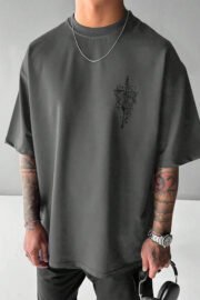 Dünya Pusula Baskılı Oversize T-shirt - Görsel 13