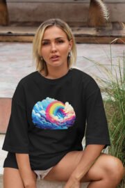 Gökkuşağı Baskılı Oversize T-Shirt - Görsel 8