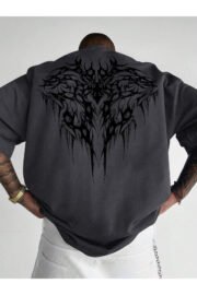 Erkek oversize Gotil Desen baskılı T-shirt rahat ve şık Tasarım - Görsel 7