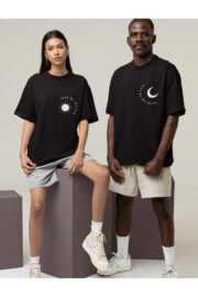 Güneş ve Ay Baskılı Oversize Çift T-shirt Takımı Unisex Rahat ve Şık Tasarım - Görsel 8