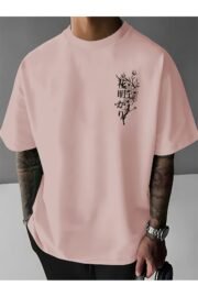 Erkek oversize Japon Kiraz Ağacı baskılı T-shirt rahat ve şık Tasarım - Görsel 8