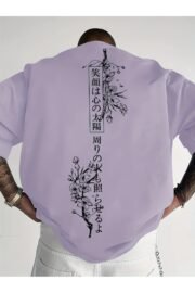 Erkek oversize Japon Kiraz Ağacı baskılı T-shirt rahat ve şık Tasarım - Görsel 24