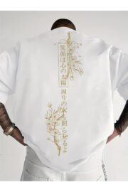 Erkek oversize Japon Kiraz Ağacı baskılı T-shirt rahat ve şık Tasarım - Görsel 30