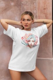 Kadın Yüz Baskılı Oversize T-Shirt - Görsel 5