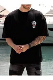 Tropical Kafatası Baskılı Erkek Oversize T-shirt - Görsel 16