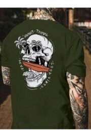Tropical Kafatası Baskılı Erkek Oversize T-shirt - Görsel 19
