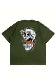 Tropical Kafatası Baskılı Erkek Oversize T-shirt - Görsel 20