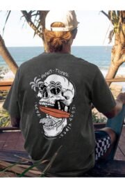 Tropical Kafatası Baskılı Erkek Oversize T-shirt - Görsel 24