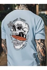 Tropical Kafatası Baskılı Erkek Oversize T-shirt - Görsel 31