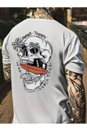 Tropical Kafatası Baskılı Erkek Oversize T-shirt - Görsel 36